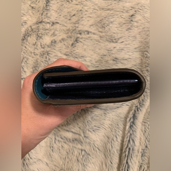 💎 MICHAEL KORS JET SET TRAVEL LARGE LOGO ENVELOPE CONTINENTAL WALLET IN TEAL💎 - Picture 7 of 8